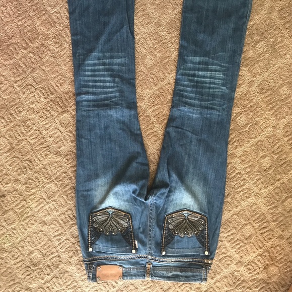 Rose Royce jeans boot cut 30 11/12 leather accents - Picture 7 of 8